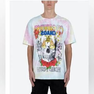 MNML Men's  Tie Dye Creating Chaos Graphic Tee Size M Multicolor Cotton Novelty